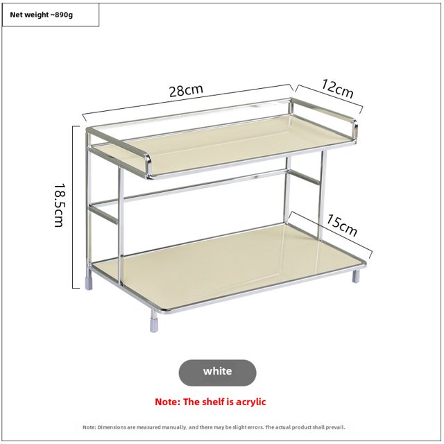 White Iron Compact Storage Rack: Space-Saving Organizer for Kitchen, Bathroom, Bedroom & Office – Ideal for Cups, Cosmetics, Toiletries, Makeup, and Small Items – Durable Desktop Shelving Solution