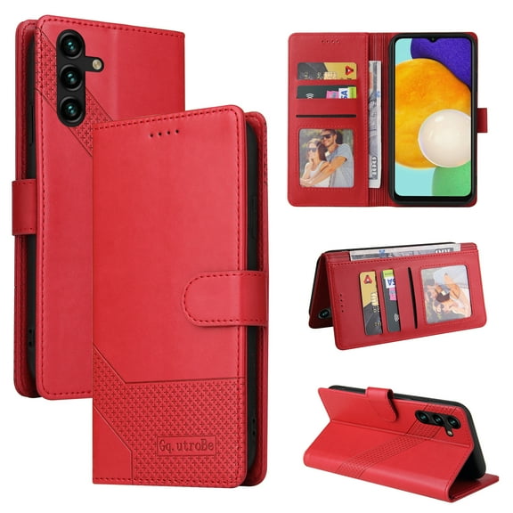 Wallet Case For Samsung Galaxy A13 5G,Drop Protection Stylish PU Leather Magnetic Flip Holder Credit Card Slots ID Money Pocket Phone Case For Samsung Galaxy A13 5G,Red