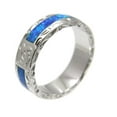 thumbnail image 2 of Sterling silver 925 synthetic opal Hawaiian honu turtle eternity wedding band ring unisex size 6, 2 of 5