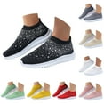 thumbnail image 5 of Rhinestones Mesh Slip on Walking Shoes for Women Fashion Breathable Glitter Fitness Gym Workout Work Sneakers, 5 of 6