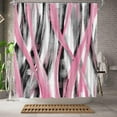 thumbnail image 2 of Geometric Shower Curtain Modern Abstract Shower Curtain Bathroom Decor Polyester Fabric, 72x72inch (Pink and Grey), 2 of 5
