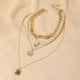 thumbnail image 3 of Collar para mujer, joyería para mujer, joyería para mujer, nuevo colgante de moneda y perla, collar con candado, cadena, joyería para mujer, collar de regalo A, 3 of 5