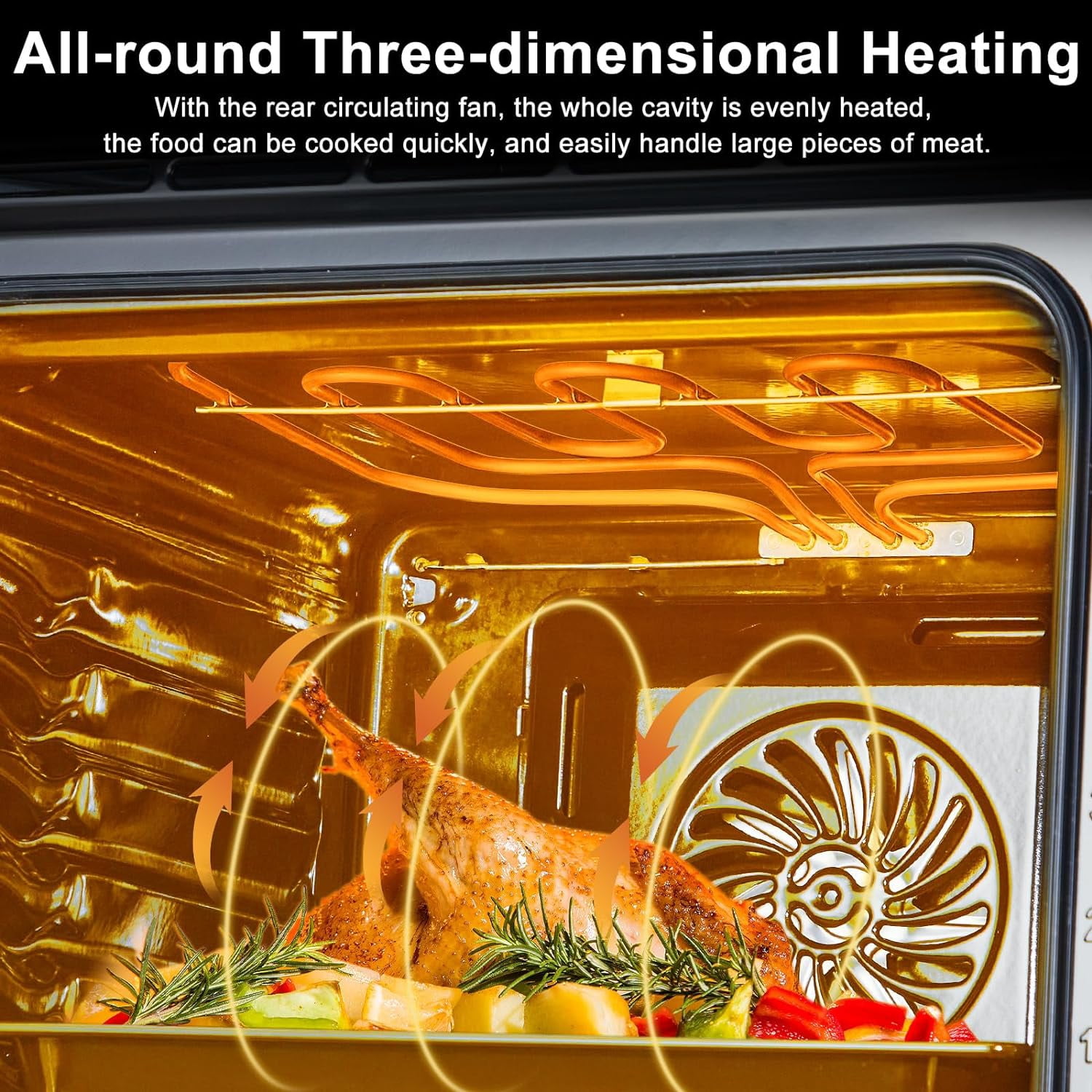 Single Wall Oven 24" Built-In Electric Ovens With Mechanical Knobs Control, 70L, 3000W, 8 Baking Modes, With Air Frying Function, 3D Surround Heating With Double-Layered Glass Door