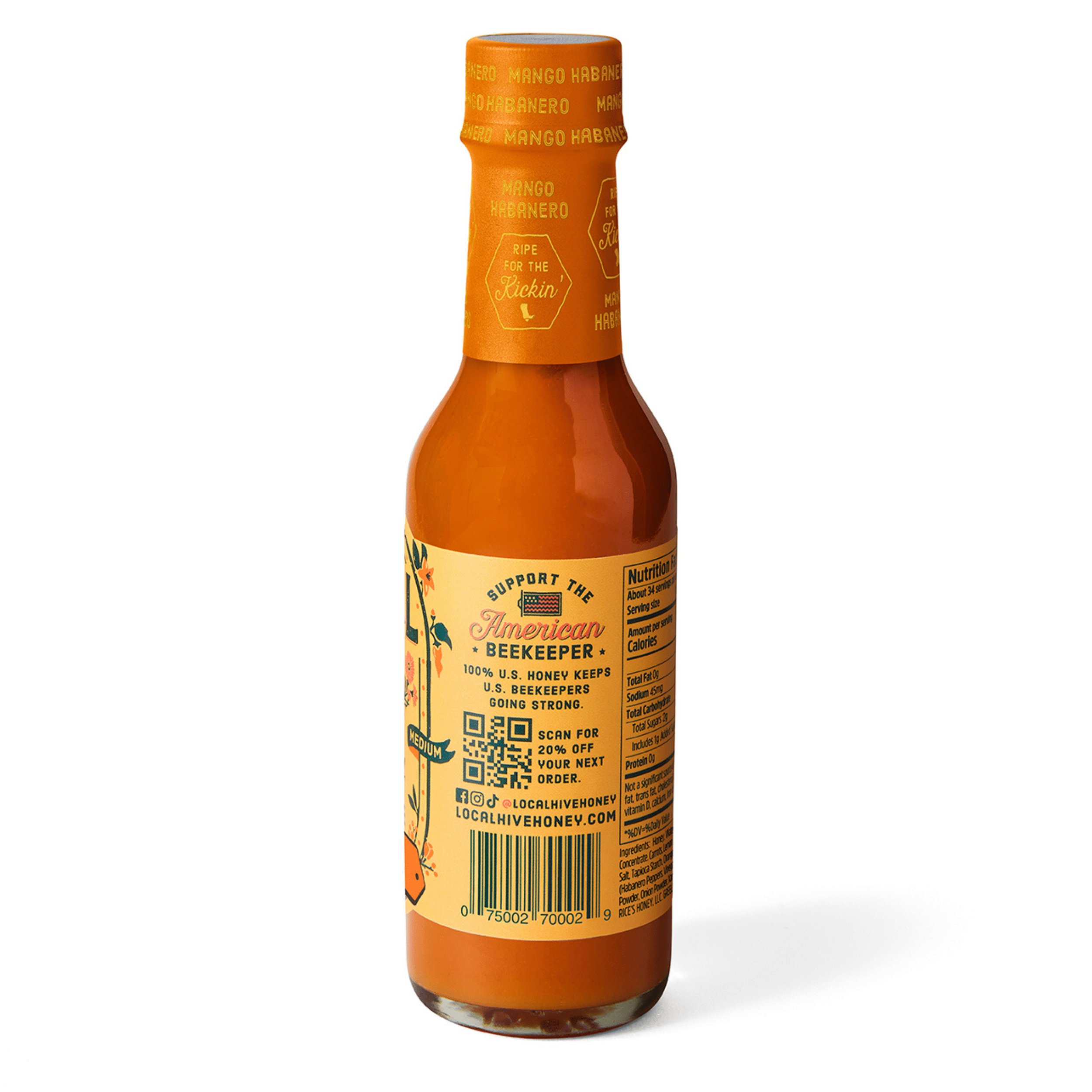 (3 pack) Local Hive Honey Hot Sauce, Mango Habanero, 6 oz