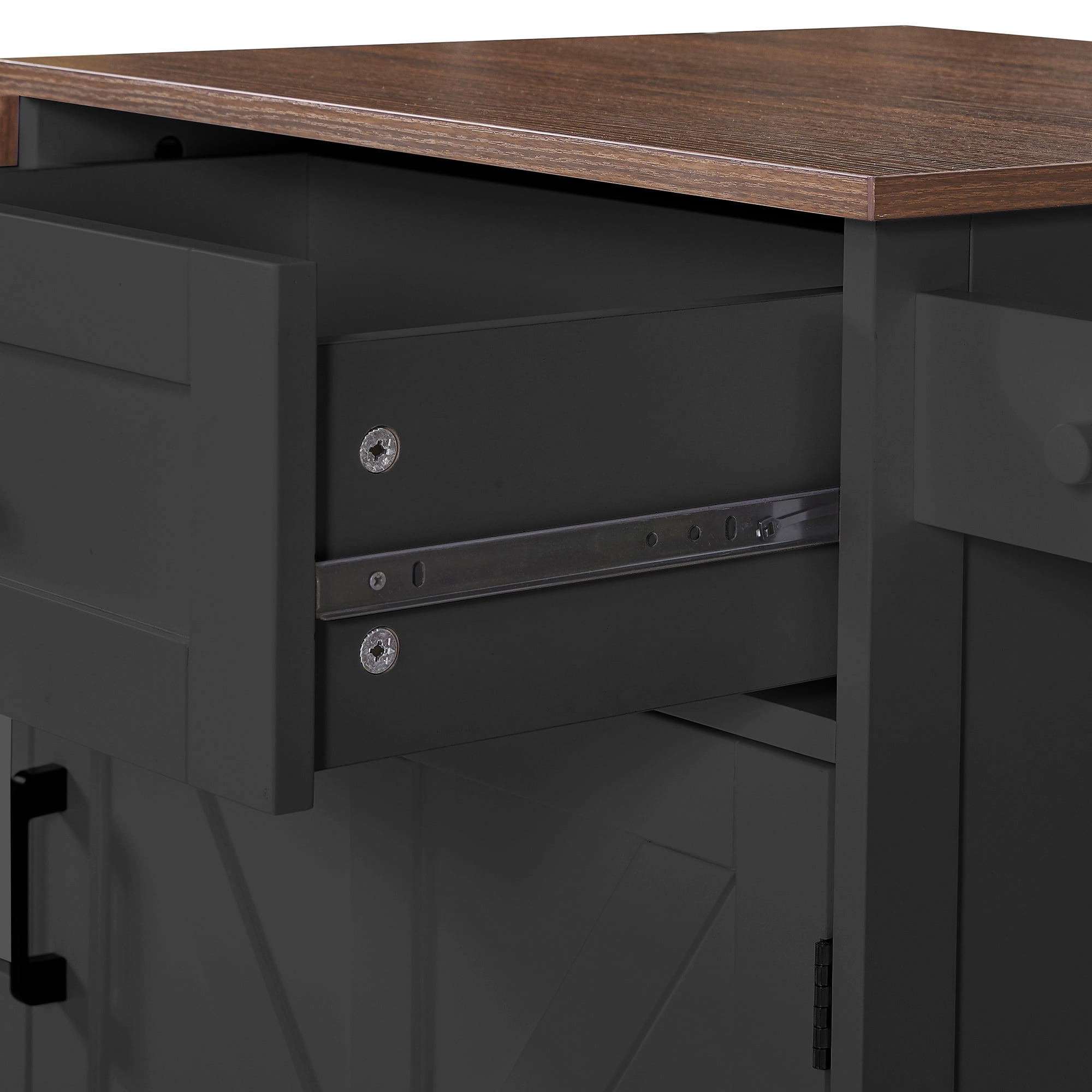 Aukfa 39" Rolling Kitchen Island with Drop Leaf, Mobile Kitchen Cart with Cabinet for Small Space, Black