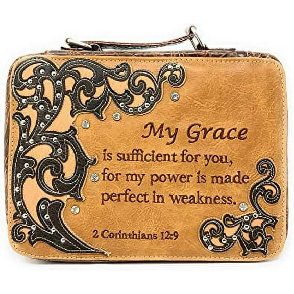 Wetsern Bible Cover Faith Embroidered Scripture Bible Verse Rhinestone Book Case Multi-Color