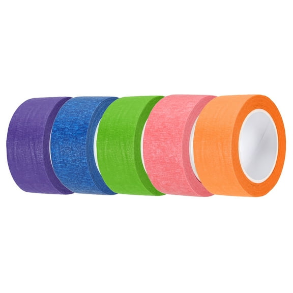 5pcs 1" x 11 Yard Colored Masking Tape, Dark Blue Green Pink Orange Purple