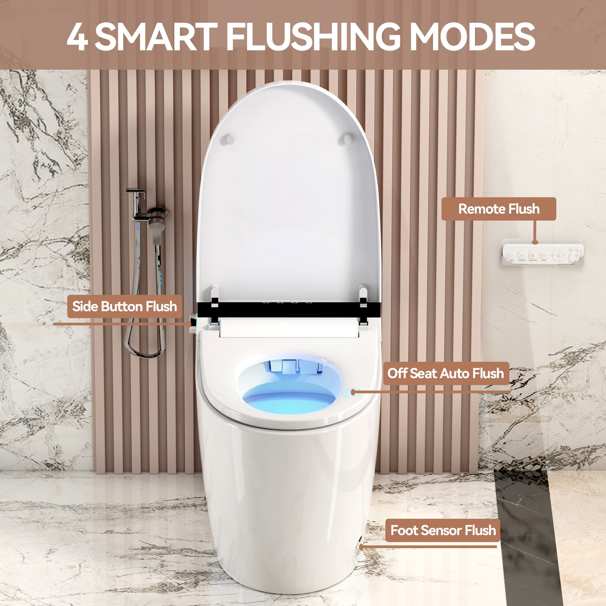 Leumius Smart Toilets with Built-in Bidet,Intelligent Toilet with Heated Bidet Seat,Auto Open/Close Seat,Dryer and Warm Water