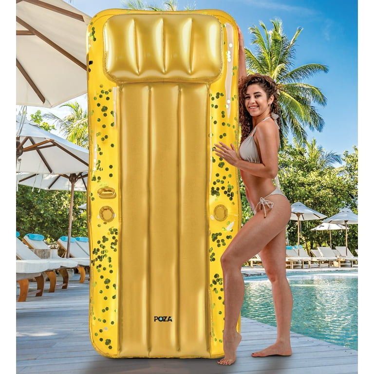 POZA Inflatable Giant Gold Pool Mattress Big Luxurious Pool
