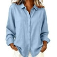 thumbnail image 2 of Womens Shirts Blouse for Women Long Sleeve Button Down Shirts Outfit Lightweight Solid/Printed Tops, 2 of 4