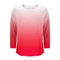 thumbnail image 5 of Gamivast Summer Linen Tops for Women Fashion Gradient Color Casual Long Sleeve Shirts Womens Tops Crew Neck Blouses Vacation Casual Beach Shirts Red XL Clearance Cancel Order, 5 of 5
