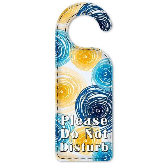 Do Not Disturb Door Knob Hanger Sign - Blue & Yellow Spirals