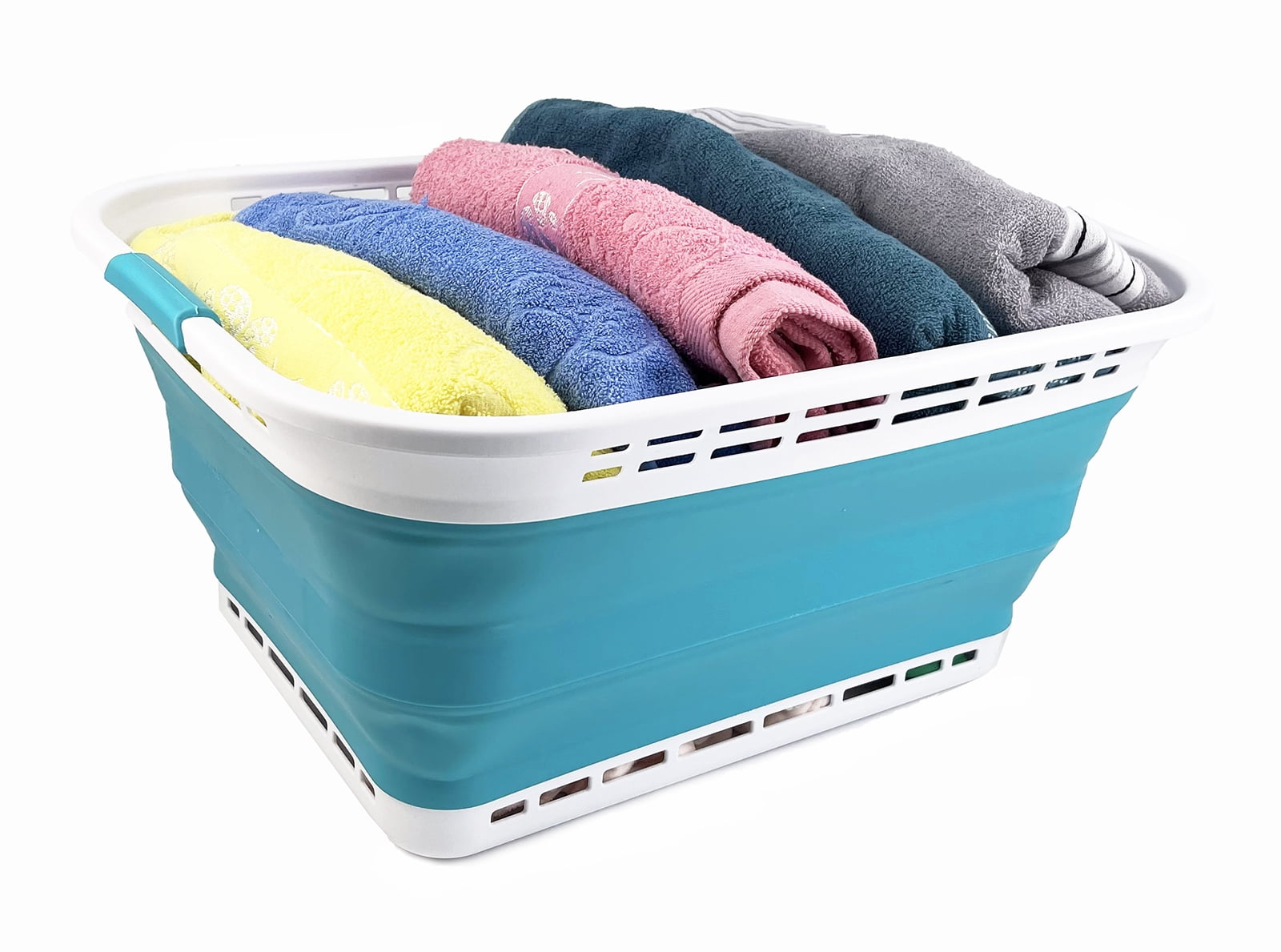 SAMMART 42L (11 gallons) Collapsible Plastic Laundry Hamper/Basket - Foldable Storage Container/Organizer - Portable Laundry Basket - Easy Storage Space Saving