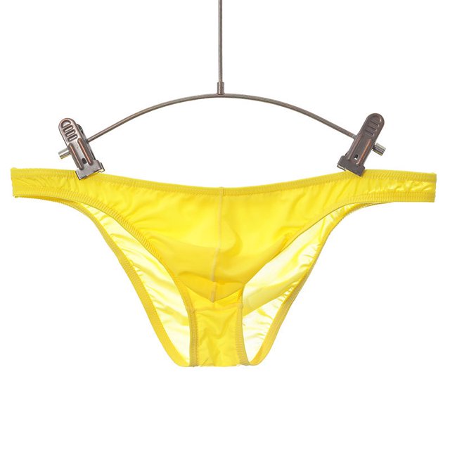 Calzoncillos pequeños de seda de hielo para hombres, cintura baja, jóvenes, ultrafinos, transparentes y sexys