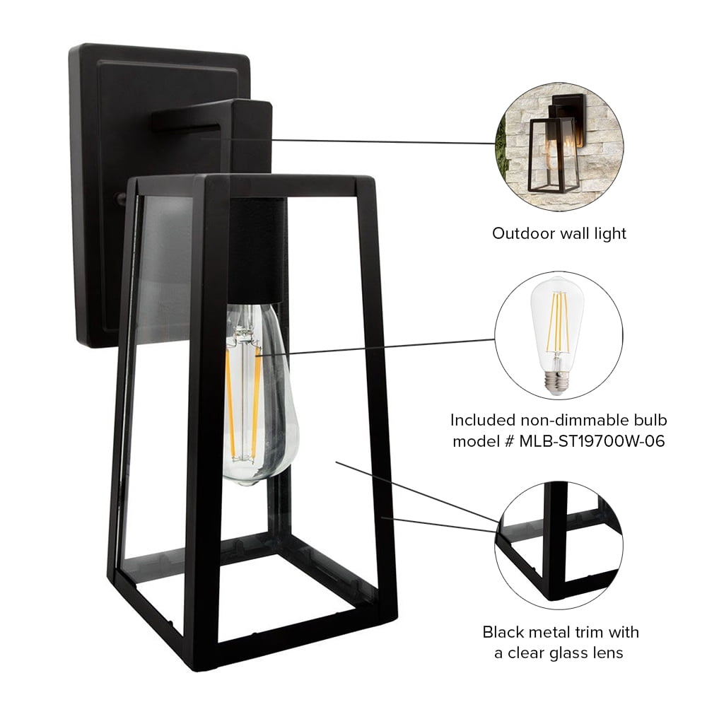 Maxxima LED Outdoor Wall Light, ST19 Edison Bulb 800 Lumens Clear Glass, 2700K Warm White