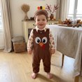 thumbnail image 3 of Cenuakty Baby Boy Thanksgiving Outfits Long Sleeve Print Romper Suspender Pants Hat, 3 of 9