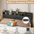 thumbnail image 3 of DEYGIA King Size Bed Frame with 3 Drawers, 2-Tier Storage Headbord, Bed Frame with Storage, LED Lights and Charging Station, Upholstered Platform Bed Frame, Wood Slats Support (Black, King), 3 of 8