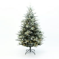 7Ft Pre-Lit Green Artificial Fir Christmas Tree with Mistletoe Decorations