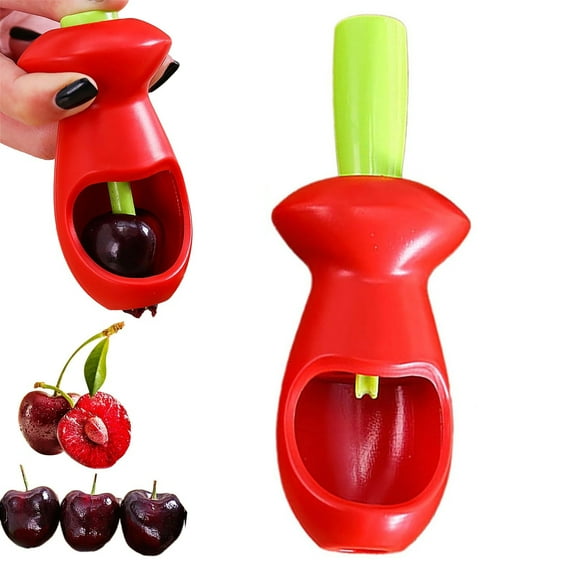 PPKVUFD Cherry Pitter, Heavy-Duty PP Plastic Cherry Pitters Corer Tool with Space-Saving Lock Design, Multi-Function Cherries Stoner Seed Remover Tool for Making Cherry Jam (Red)
