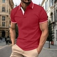 thumbnail image 2 of Men's Shirts, Men's Casual Collared Shirts Short Sleeve Contrast Trim Button Placket Chest Pocket 2026 Fashion Business Daily Tops Red XXXXL, 2 of 5