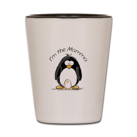 CafePress - I Am The Mamma Penguin - White/Black Shot Glass Unique and Funny Shot Glass