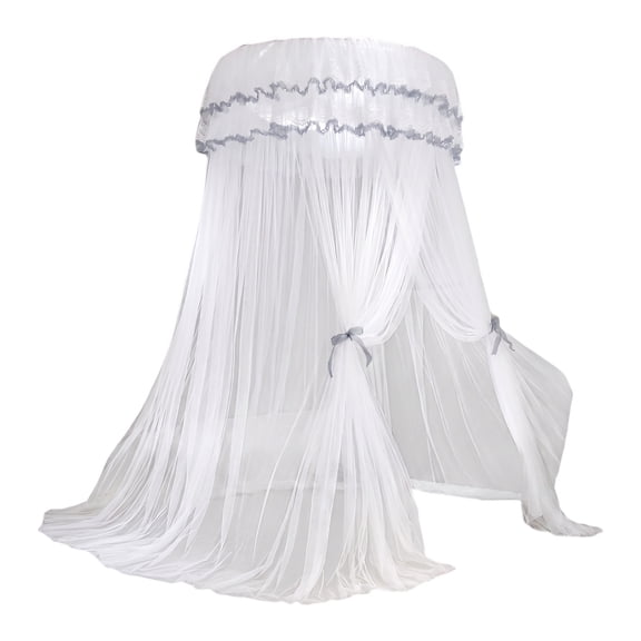 Mosquito Canopy for Bed, Princess Bed Canopy 2-Layer Lace Dome from Ceiling, Queen Size Canopy Bed Curtains Dome Mosquito Netting Bed Tent for Bedroom Insect Protection (White)