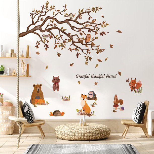 Teissuly Forest Wall Sticker Self-adhesive PVC Bedroom Wall Decoration Bear Jungle Graffiti Sticker Teissuly WER202312135034