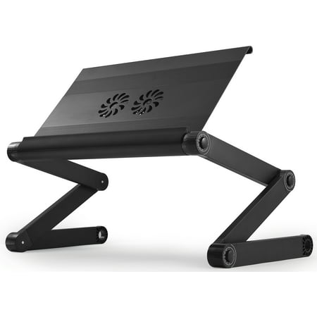 WorkEZ Executive Adjustable Ergonomic Laptop Cooling Stand Lap Desk for Bed Couch with 2 Fans & 3 USB Ports folding aluminum desktop riser tray height tilt angle portable macbook cooler (Best Macbook Cooling Stand)