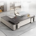thumbnail image 3 of Corner Organizer Office Desk Computer Study Luxury Conference Reception Desk Executive Modern Mesa Escritorio Desk Furniture My Lux Decor Round, 3 of 12