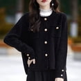 thumbnail image 4 of Cárdigan de punto con botones dorados y cuello redondo estilo Chanel de estilo europeo para primavera y otoño, suéter sencillo ajustado y moderno que combina con todo para mujer, 4 of 5