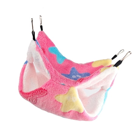 Hamster Hammock Bed, Playing Sleeping, Warm Hanging Hideout Soft Bedding Toy House Nest for Small Animals Sugar Glider Chinchilla Rat Pink