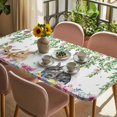 thumbnail image 3 of Happy Easter Table Cloths for 5 Foot Rectangle Tables, Cutte Rabbits Eggs Floral Plants Watercolor Patio Waterproof Elastic Fitted Tablecloths, Washable Rectangular Table Cover for Camping, 3 of 8