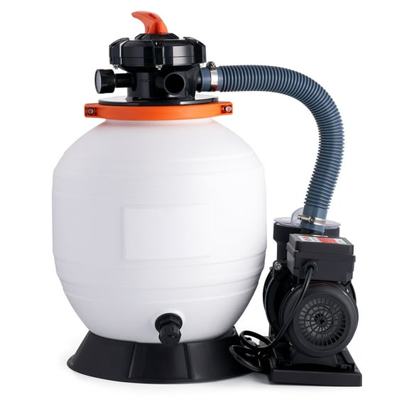 KFFKFF 14" Sand Filter Pump, 3000 GPH with 3/4 HP Pool Pump for Above Ground Pools, 6-Way Multi-Port Valve & Strainer Basket, 110V Swimming Pool Pump with Timing function