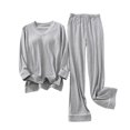 thumbnail image 2 of Womens Pj Set Women's Casual Fleece Warm With Pad Trousers Soft Homewear Sleepwear Suits Pajama Sets for Women 2 Piece Sleep Sets for Women Plus Size Pajamas for Women Set, 2 of 9