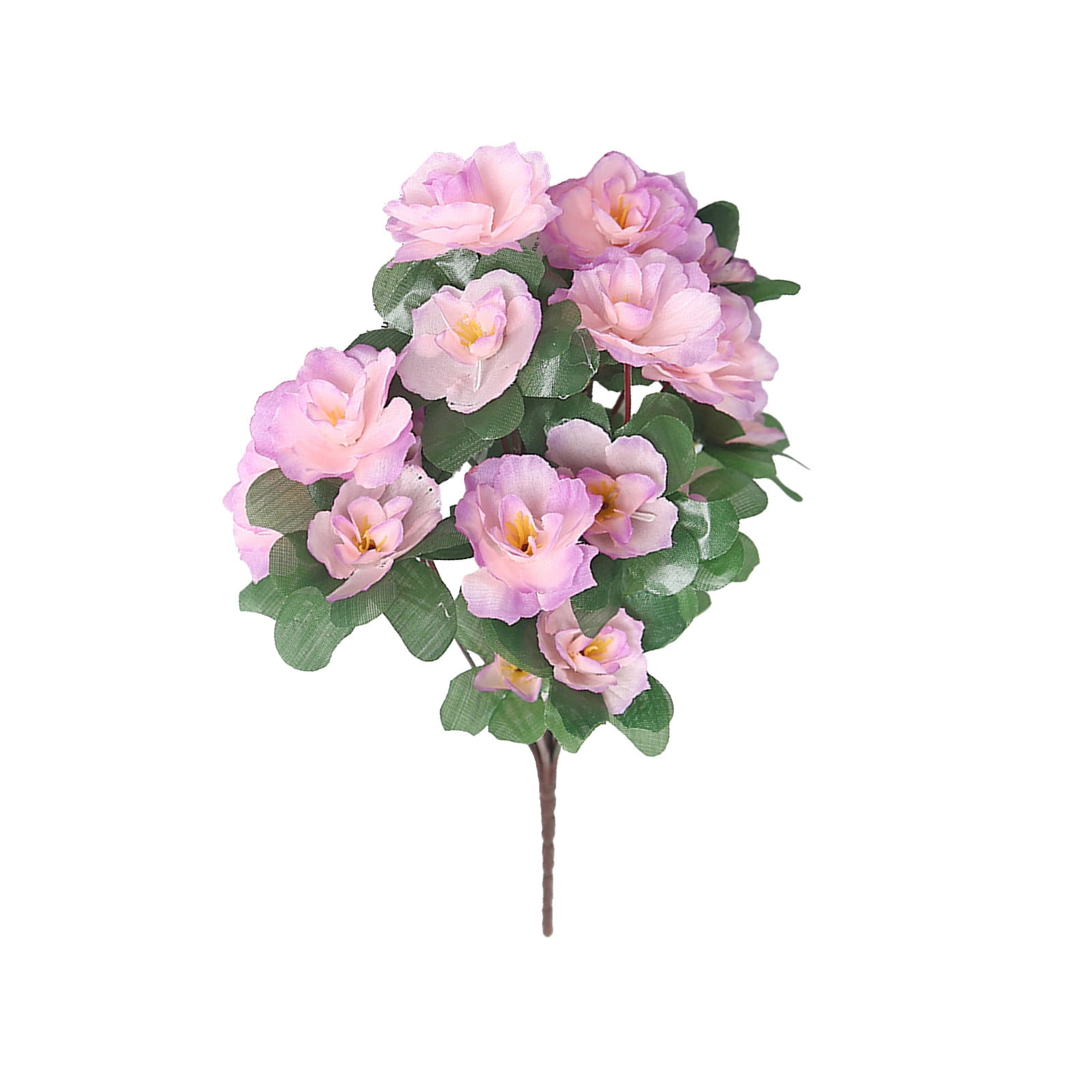 Artificial Fake Flowers for Outdoors Spring Outside Decoration, 1 Bundles Silk Azalea Faux Plants UV Resistant Realistic Outdoor Flowers for Planter Porch Patio Garden Walkways Home, Purple