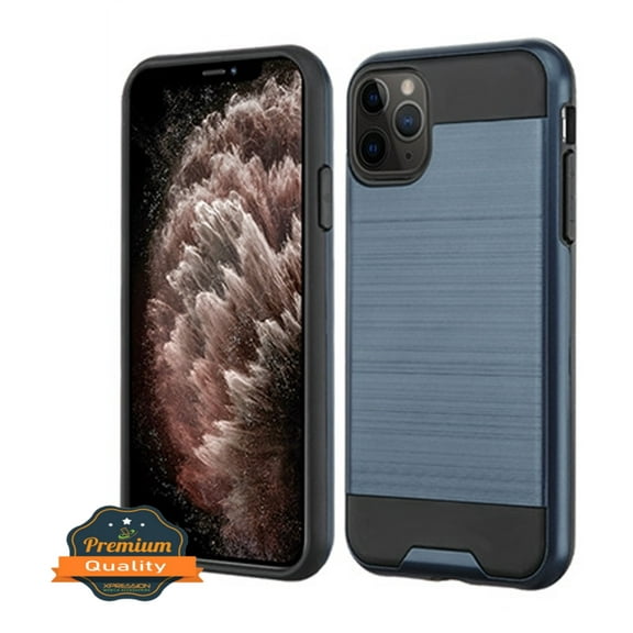 Apple iPhone 11 PRO MAX Phone Case Premium Slim Protective Durable Shockproof Armor Brushed Texture Hybrid Dual Layer Rubber Rugged Soft Shell TPU Cover NAVY BLUE Case for Apple iPhone 11 Pro Max