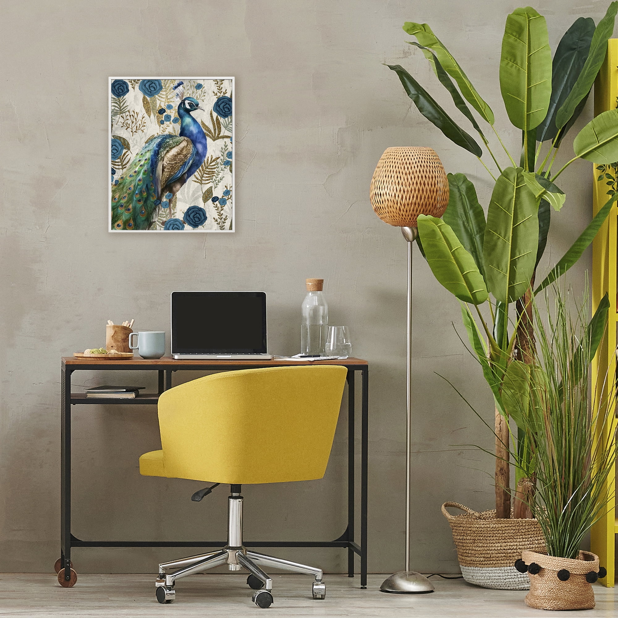 Stupell Industries Peacock Pride Botanicals White Framed Giclee Art, design by Kim Allen