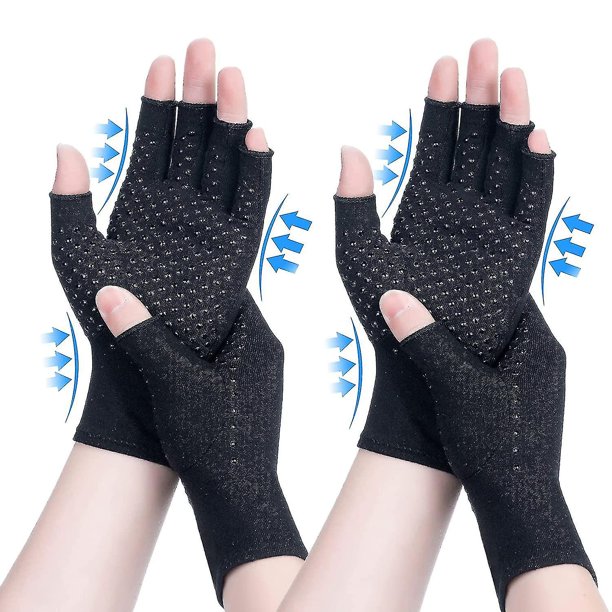 m 2 guantes de compresión para artritis, alivian la artritis, guantes antideslizantes con puntos de pegamento, compatibles con el trabajo (negro)
