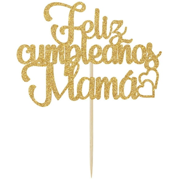 PinesC Cake Topper,Best Mom Ever,Happy Mothers Day,Mom Birthday Party Decorations Gold Glitter.