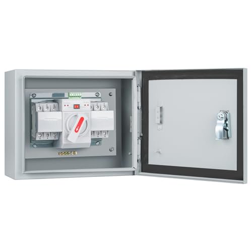 125 Amp 3P Dual Power Automatic Transfer Switch, 120/240V Generator Changeover Switch, with Metal Electrical Box for Outdoor and Indoor$$Garden & Patio
