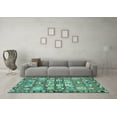 thumbnail image 3 of Ahgly Company Machine Washable Indoor Rectangle Persian Turquoise Blue Traditional Area Rugs, 7' x 10', 3 of 4