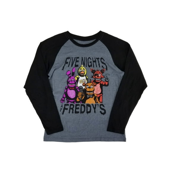 Five Nights at Freddy's Boys Gray/Black Raglan Tee Long Sleeve T-Shirt