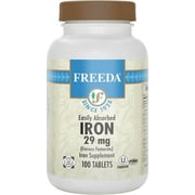 Freeda Kosher Iron 29 mg (Ferrous Fumarate ) Easily Absorbed - 100 Tablets