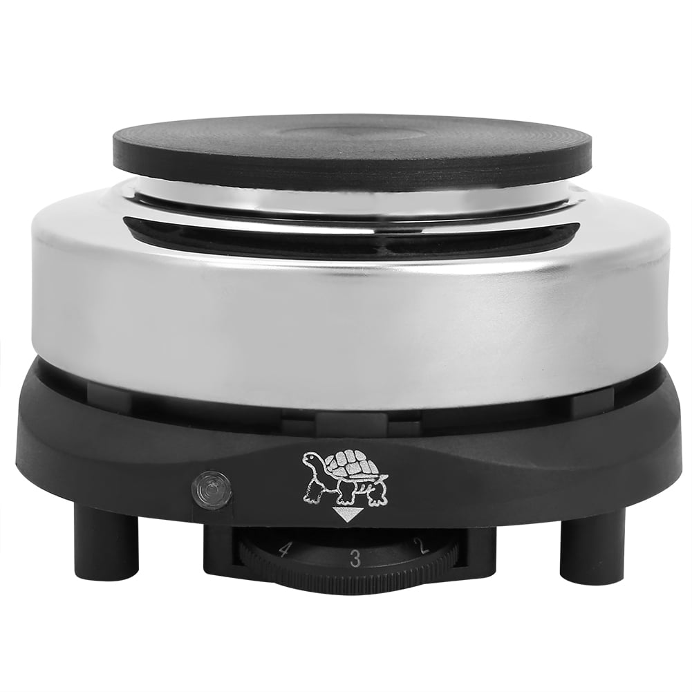 Nieyigj Portable Electric Countertop Stove, 500W Single Burner Heating Plate for Tea Coffee Kitchen Cooking, 5-Level Temperature Control, Compact Stainless Steel Design, Silver, 5.12 inches