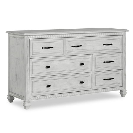 UPC: 0693892468159 | Evolur Madison Double Dresser Antique Grey Mist 6 Spacious Drawers Sturdy Build