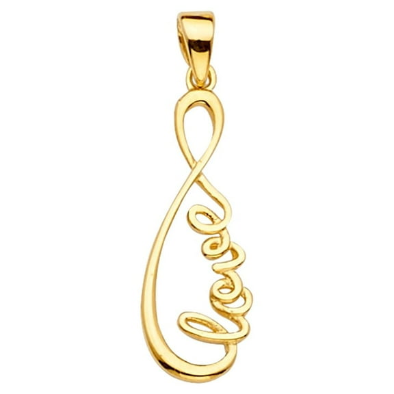 Ioka - 14K Yellow Gold Love Infinity Charm Pendant For Necklace or Chain