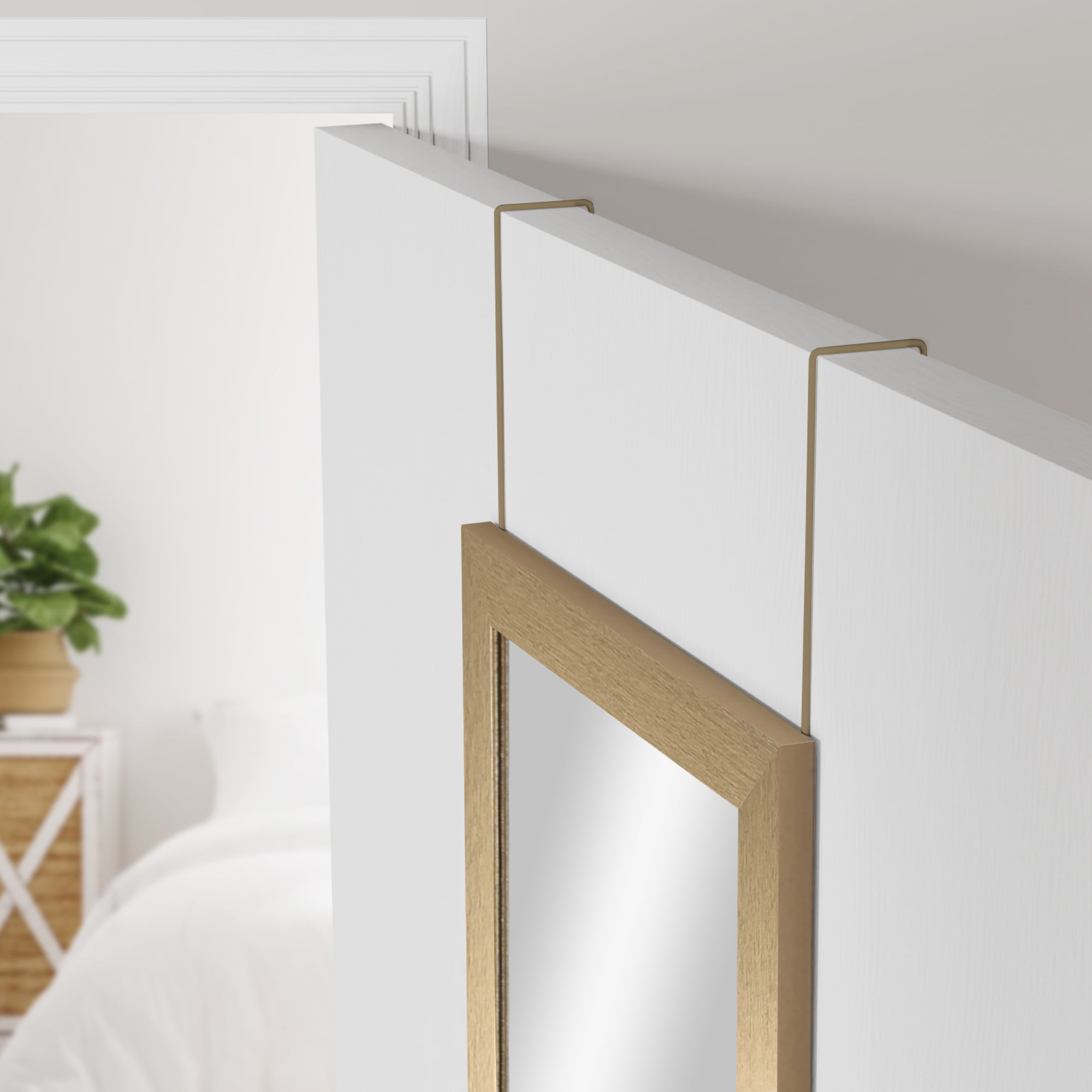 Mainstays Over-the-Door Rectangular Mirror, Gold, 14.25 in x 50.45 in