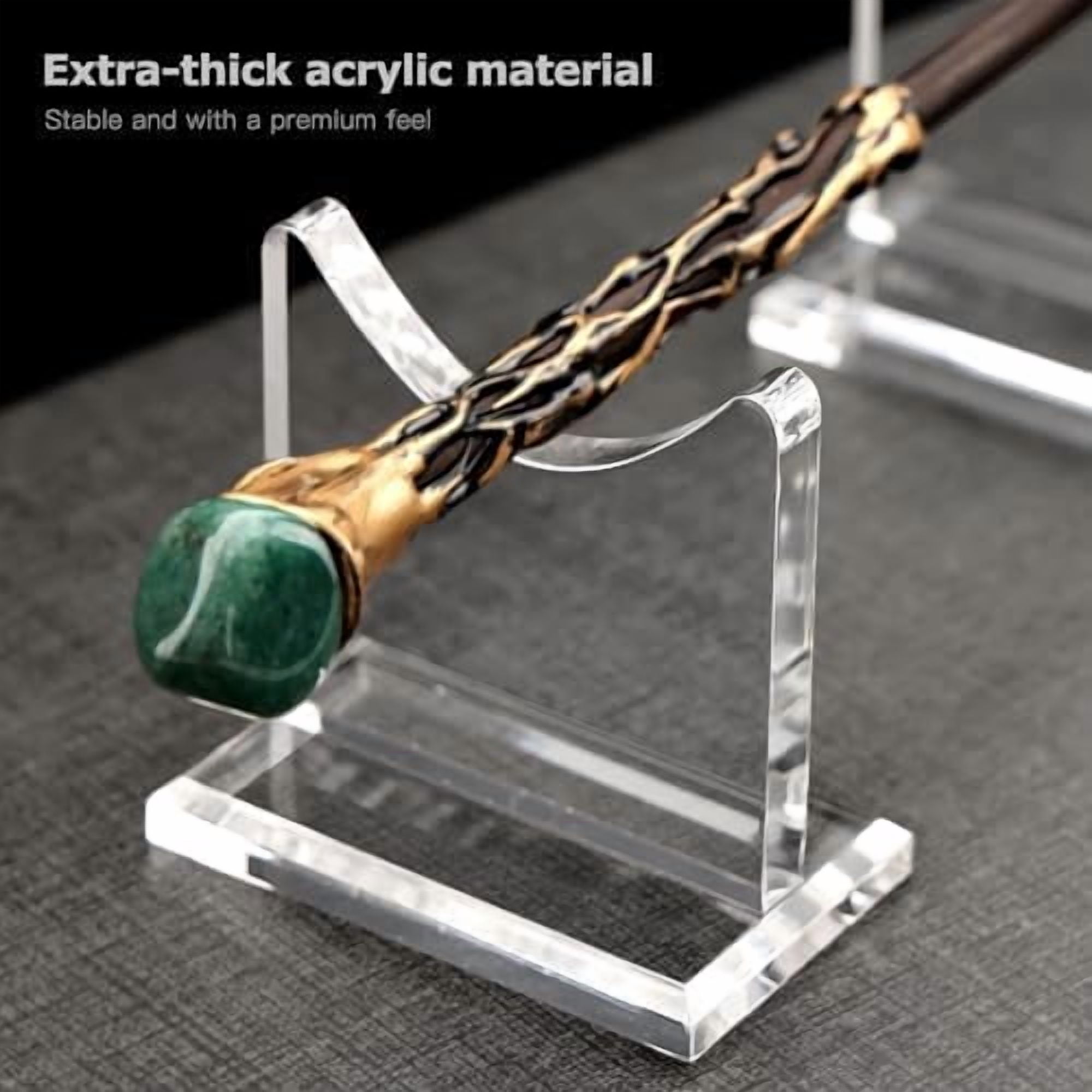 RibRave Acrylic Weapon Lightsaber Display Holder,Clear Desk Adjustable Wand Stand for Most Samurai Sword Tanto Rapier Light Saber Katana Wakizashi Genji Rack Horizontal Exhibition (2PCS)
