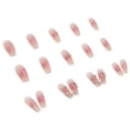 thumbnail image 4 of 24 piezas de puntadas de amor de color rosa, hielo y diamantes translúcidos, uñas con diamantes brillantes a presión, hermosas uñas cortas, pegamento para uñas, placas de uñas con forma de ballet feme, 4 of 5