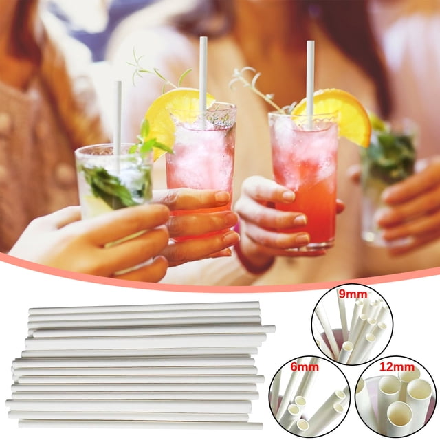 High-Quality Eco-Friendly 100PC Pure White Disposable Paper Straws,Biodegradable,Single-Use,Perfect for Bars,Restaurants,Parties,Kids&Adults,PENDANE,White
